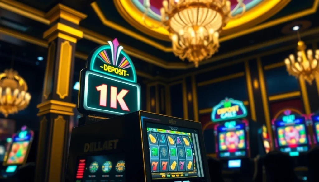 Menangkan slot deposit 1k di mesin slot dengan atmosfer kasino yang memikat.