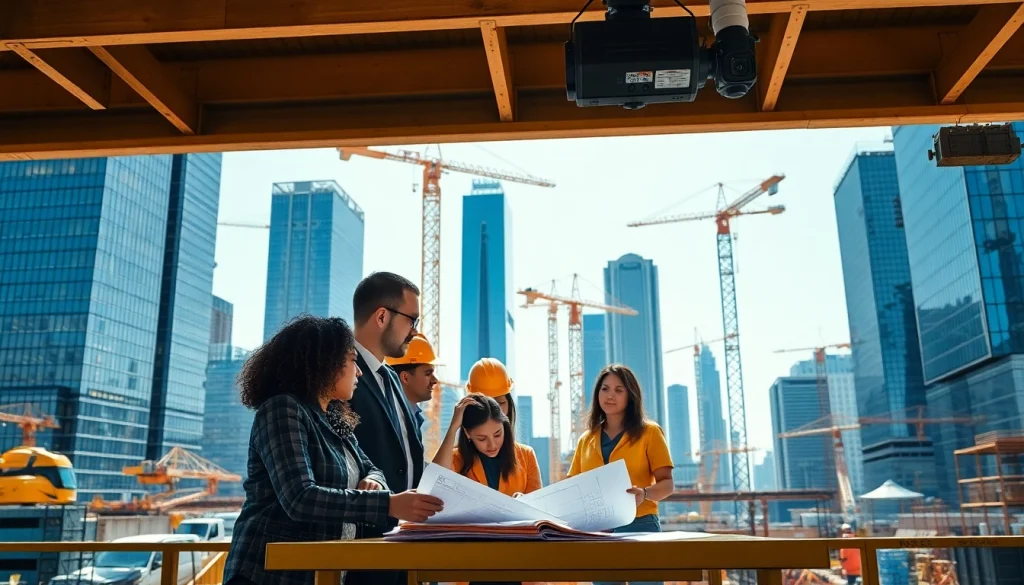 New York City Construction Manager coordinating a busy urban site with a diverse team.