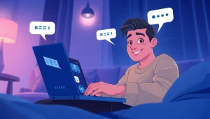 Interactive chat session with a user and an NSFW chat AI chatbot, showcasing modern technology.