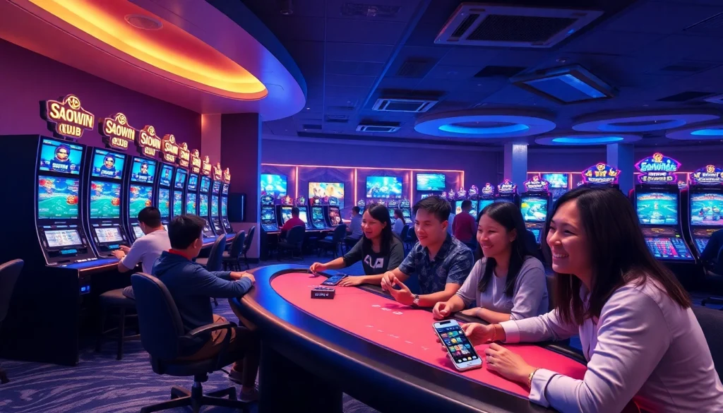 Trải nghiệm chơi Saowin Club đầy hứng khởi với bàn chơi hiện đại và những người chơi sôi nổi.