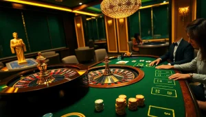 Engage with RR88 casino excitement at a luxurious poker table featuring cards, chips, and roulette.