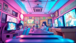 Dynamic scene of anime characters in a vibrant hentai game environment, showcasing interactive gameplay.