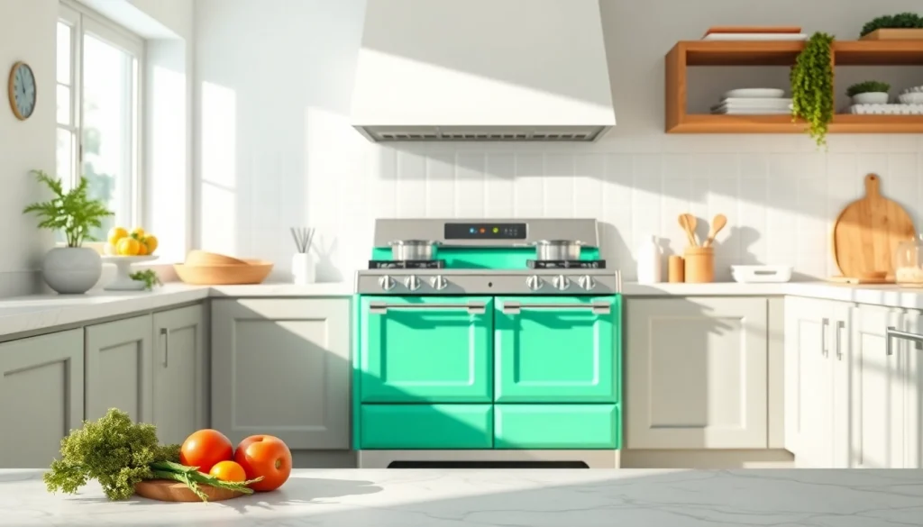 Retro Oven in a vibrant kitchen showcasing unique features and design details.