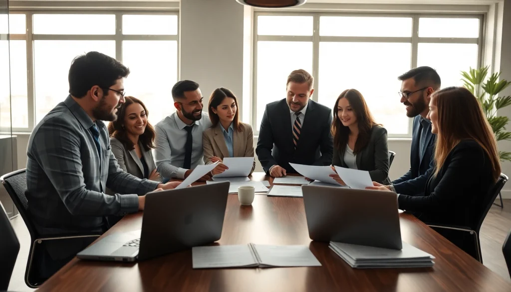 Engaged team collaborating on Contract Management strategies in a bright office environment.