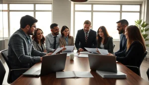 Engaged team collaborating on Contract Management strategies in a bright office environment.