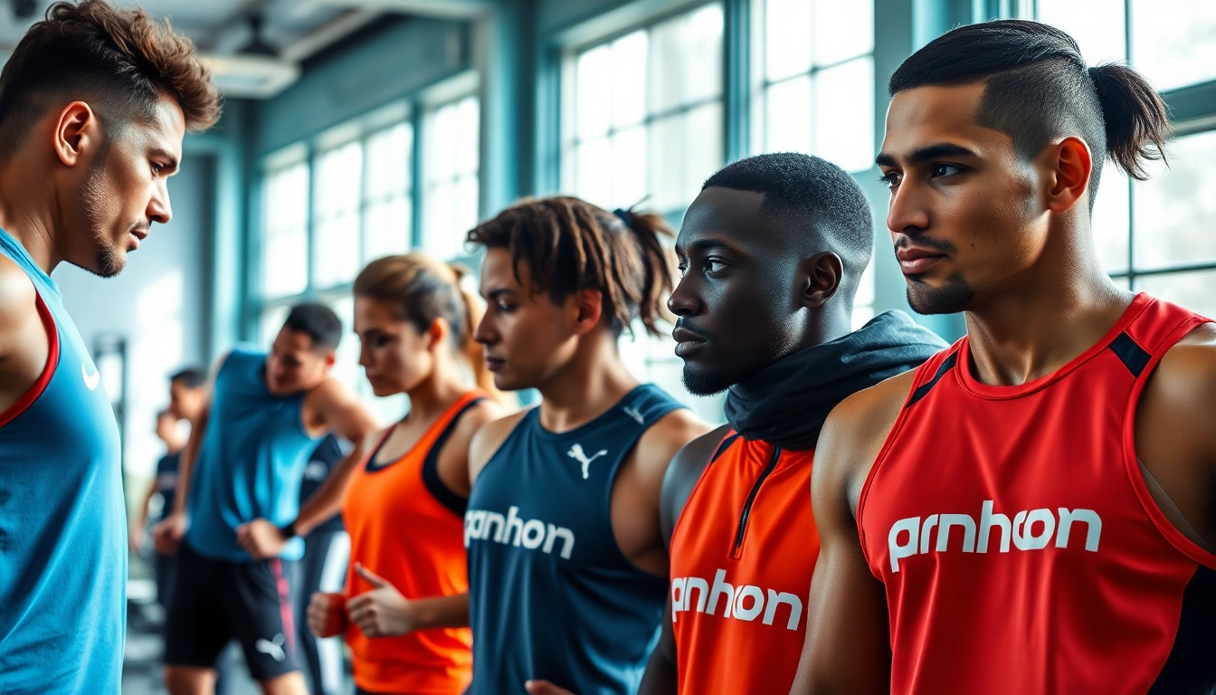 Trainierende Athleten mit Anhängern von phantom athletics im modernen Fitnessstudio.