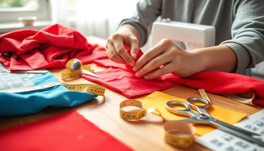 Stof voor naaien beginners in een kleurrijke naaienworkshop met accessoires.