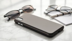 Handytasche Magnetverschluss elegant präsentiert mit stilvollen Accessoires für modernen Stil.