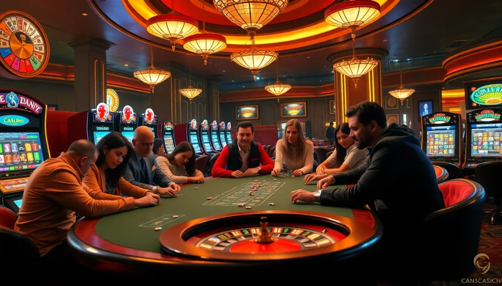 Vivez l'excitation du meilleur casino en ligne 2026 avec une partie de poker animée dans un décor de casino de luxe.