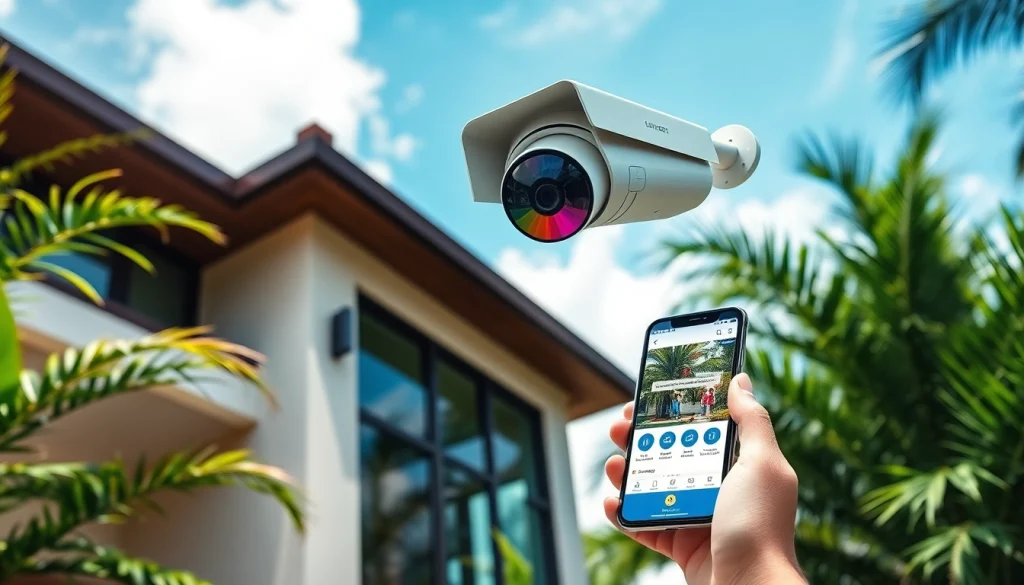 Cámaras de seguridad en Liberia, instaladas en un edificio moderno rodeado de vegetación tropical en Guanacaste, Costa Rica.