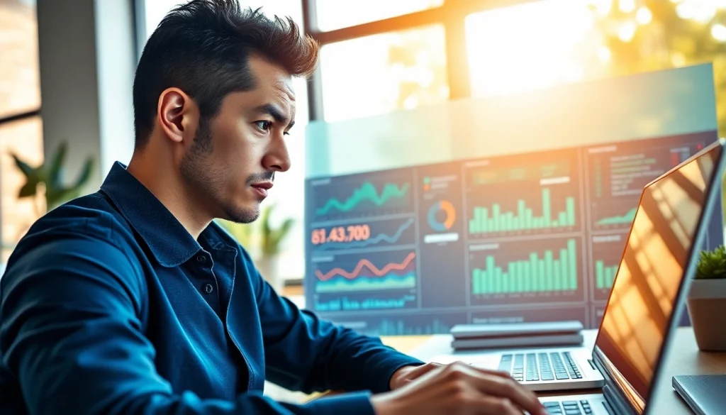 Analyzing competitive intelligence faqs data in a bright office with data visuals.