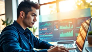 Analyzing competitive intelligence faqs data in a bright office with data visuals.